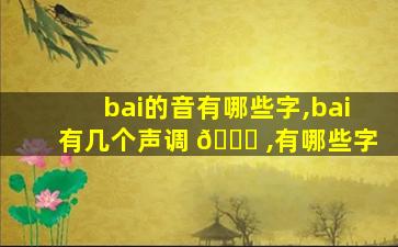 bai的音有哪些字,bai有几个声调 🐝 ,有哪些字